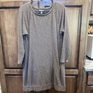 Pure Jill Women's Textured Cotton‎ Tunic Dress Gray Size Medium Pockets